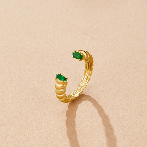 Green Emerald  Cuff Ring