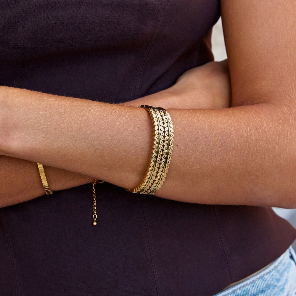 Layered Gold Leaf Bangle