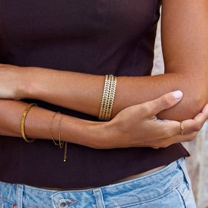 Layered Gold Leaf Bangle