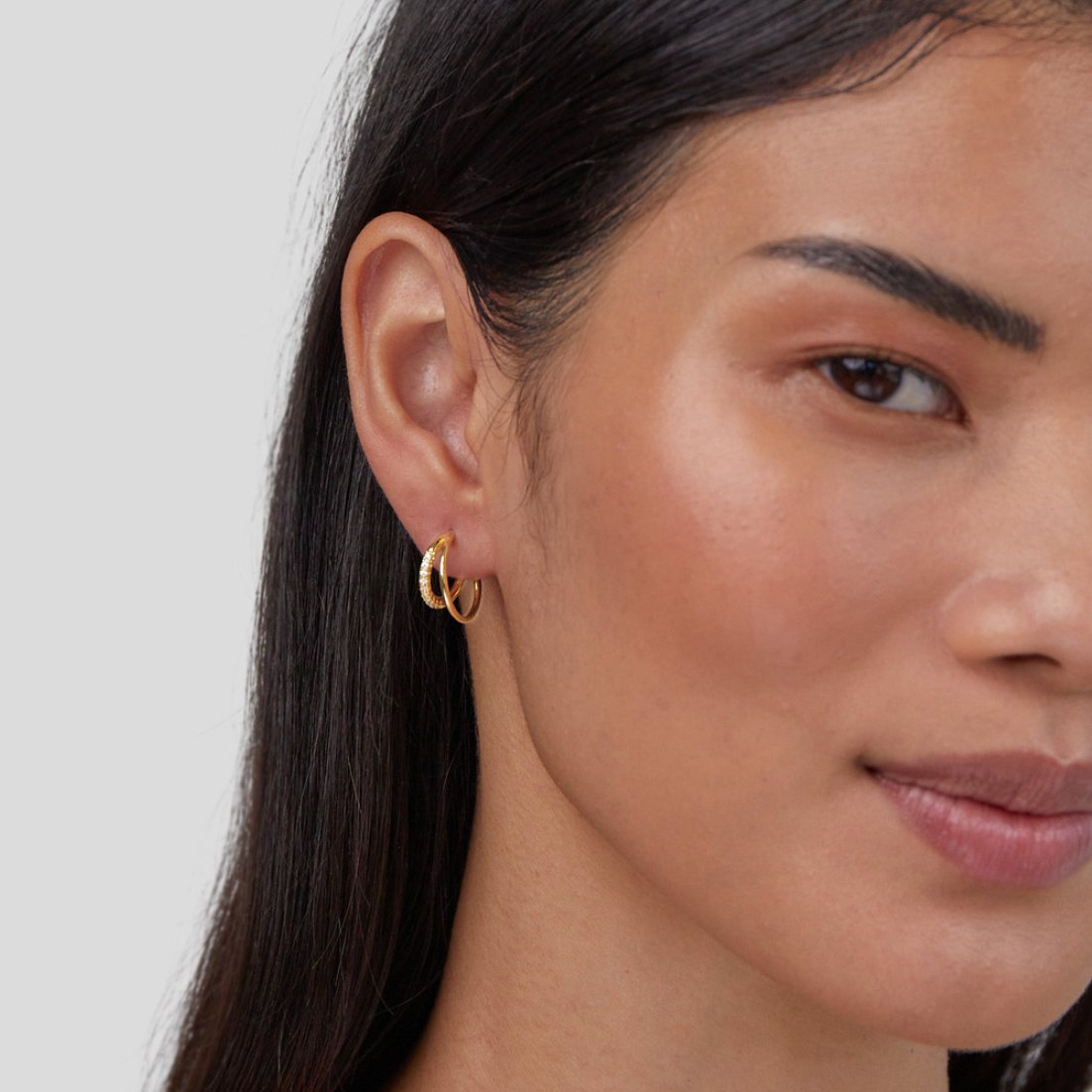 Leyla Crystal Double Hoop Earrings