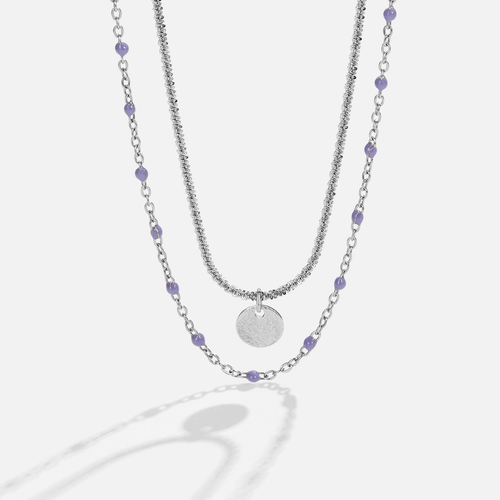 Lia Layered Silver Coin Bead Necklace