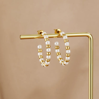 Maia Pearl & Gold Bead  Earrings