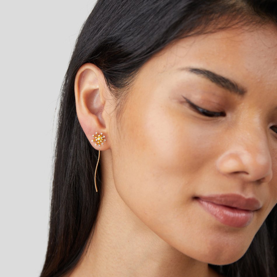 Make A Wish Dandelion 18K Gold Earrings