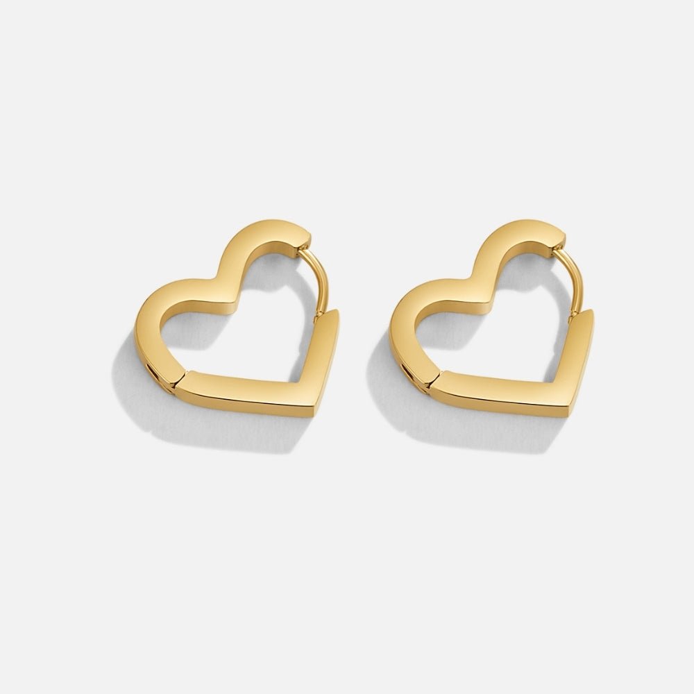 Mary Heart Gold Hoop Earrings