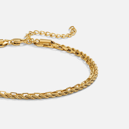 Nora Layered Box Chain Anklet