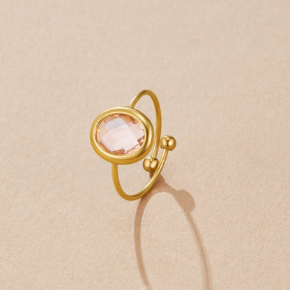 Pink Rose Crystal Gold Ring