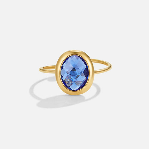Sapphire Blue Crystal Gold Ring