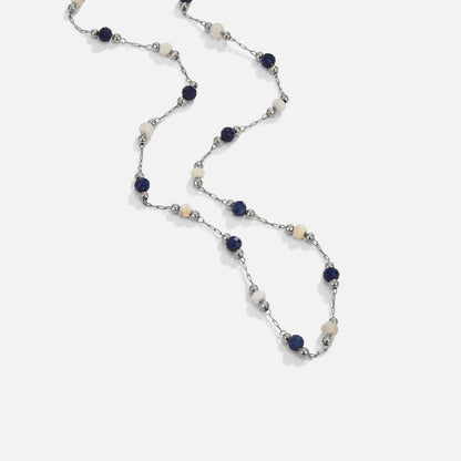 Silver Lulu Midnight Beaded Stone Necklace