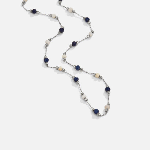 Silver Lulu Midnight Beaded Stone Necklace
