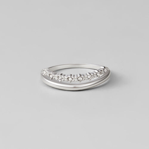 Silver Marissa White Crystal Layered Ring
