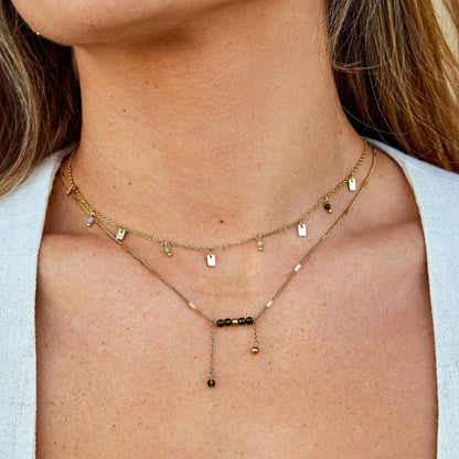 Tara Gold Square Droplet Necklace