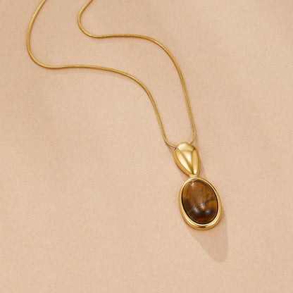 Tiger Eye Stone Long Necklace