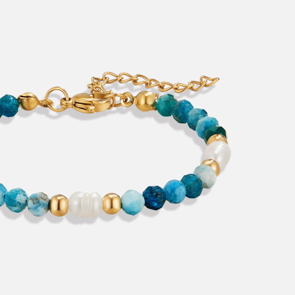Turquoise Blue & Pearl Bead Bracelet