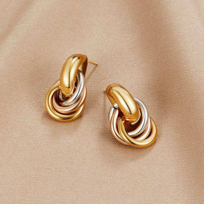 Twisted Three-Toned Hoop Earrings