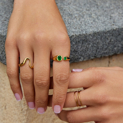 Vintage Green Emerald Wrap Ring