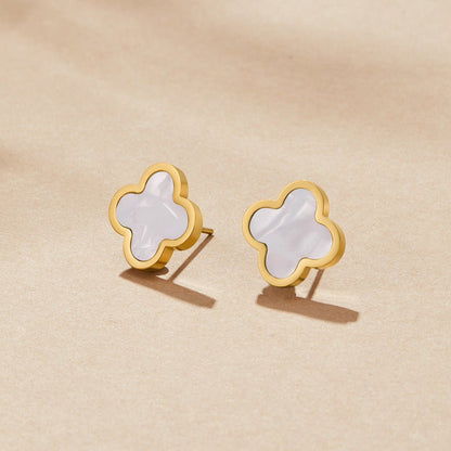 White Clover Stud Earrings