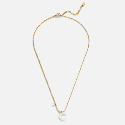 White Crescent Moon Necklace